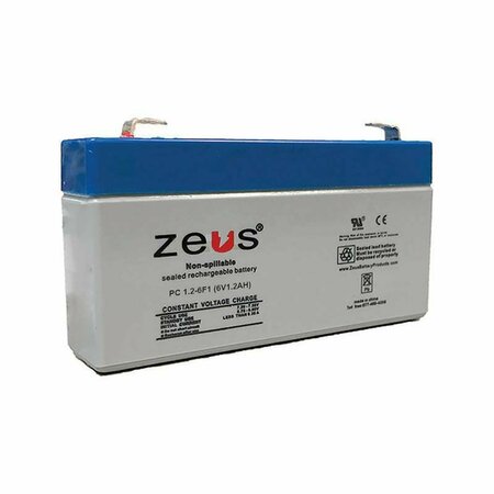 ZEUS BATTERY PRODUCTS 1.2Ah 6V F1 Sealed Lead Acid Battery PC1.2-6F1